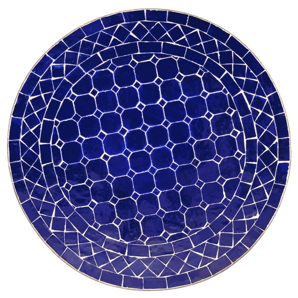 Table en mosaïque marocaine | Table bistrot | Tableau arabe | table à thé | Table orientale | Table de jardin BIDAK bleue D45cm