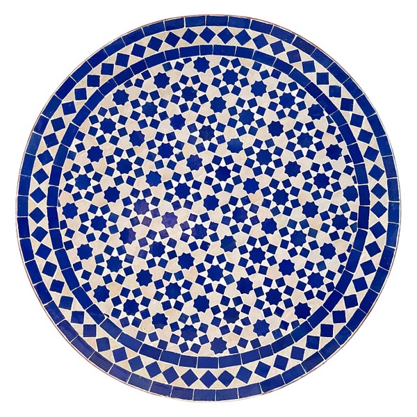 Table en mosaïque marocaine | Table bistrot | Tableau arabe | table à thé | Table de jardin ANKABUT D60cm