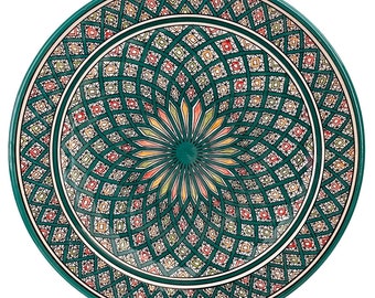 Orientalische Schale | Handbemalte Keramikschale aus Marokko Rund | Handgefertigt  Keramikschüssel | Schüssel  Bunt Ø40cm