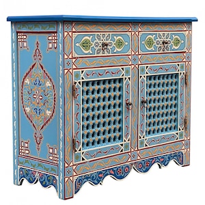 Moroccan hand-painted chest of drawers | oriental handmade chest of drawers made of wood | Living room chest of drawers | Sideboard from Morocco DAYAN Colorful