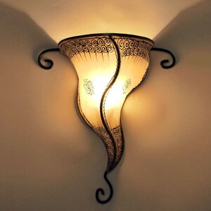 Moroccan wall lamp leather lamp wall sconce wall shade lampshade leather lamp GARN natural