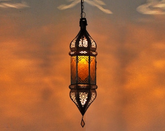 Oriental Lamp H60cm | Pendant Light | Hanging Lamp | Ceiling Light | Moroccan Hanging Lamp | Lamp Lantern Light SULTANA Amber