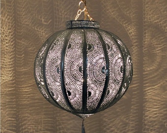 oosterse hanglamp | Marokkaanse hanglamp | Marokkaanse Lantaarn Hanglamp | Hangende lantaarn |  Plafondlamp "Kazdir2" Zilver