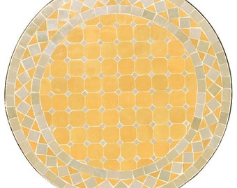 Tabla de mosaico marroquí | | de mesa de bistró Tabla árabe | Mesa de té | Mesa oriental | Mesa de jardín Mesa auxiliar BIDAK Amarillo D45cm