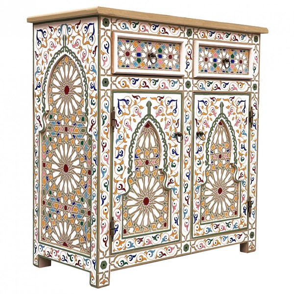 Commode marocaine peinte à la main | commode orientale en bois faite à la main | Salon COMMODE À TIROIRS | Buffet du Maroc TALAYA