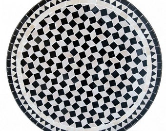 Table en mosaïque marocaine | Table bistrot | tableau| Table à thé | table de jardin D60cm FASSIA noir Ø 60 cm