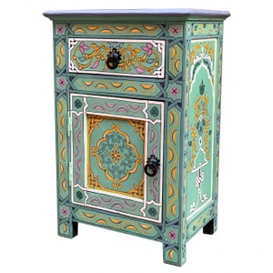 Oriental hand-painted night dresser made of Holtz | Oriental bedside table | Handmade bedside table from Morocco MAHA