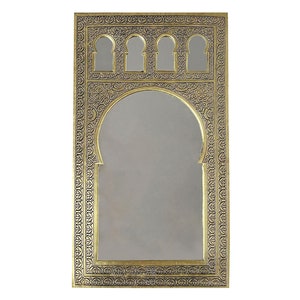 H47cm Moroccan brass mirror | Oriental wall mirror | Wall decoration in gold | Mirror from Morocco | Handmade BIBAN