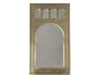 Miroir en laiton marocain | Miroir mural oriental | Décoration murale en or | Miroir du Maroc | BIBAN fait main H47cm