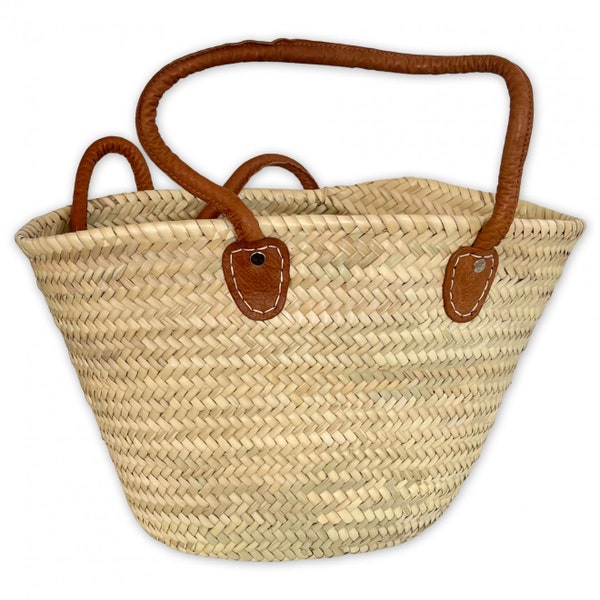 Oriental Wicker Bag | Moroccan Tote Bag | shopping bag | Handmade palm bag with leather handles | Beach bag BASIC-2