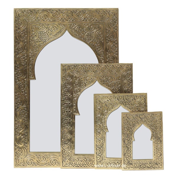 Miroir marocain | Miroir mural oriental | Miroir de décoration murale en laiton du Maroc fait main KASIM