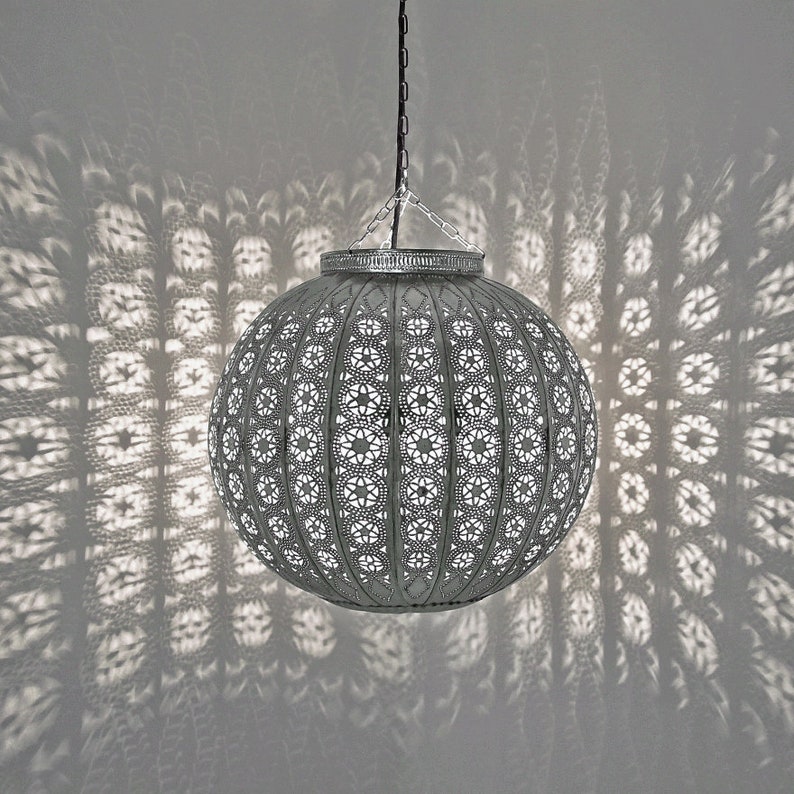 oriental hanging lamp Moroccan pendant lamp Moroccan Lantern Hanging Lamp Hanging lantern Ceiling lamp Kora_M Silver image 4