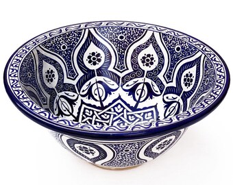 Superbe Lavabo En Céramique Oriental Maroc Fes-III 40cm (vert/multicolore) NEUF