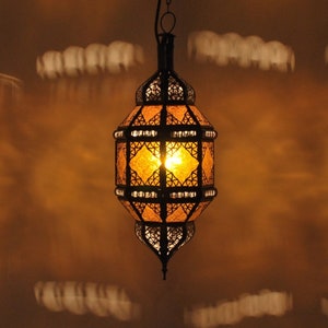 Arabic ceiling lamp hanging lamp from Morocco Oriental pendant lamp Moroccan hanging lantern lamp lantern Titia-Amber