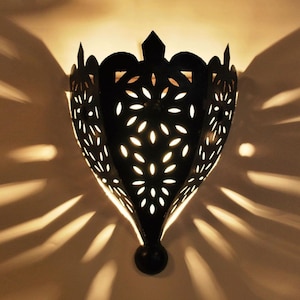 Lámpara de pared oriental, lámpara de pared marroquí, pantalla de pared marroquí, lámpara de pared de hierro TOBGA H32cm