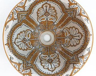 Rund Keramik Waschschüssel | Marokkanische Bad Spüle aus Keramik bemalt | Orientalisches Keramik Waschbecken handbemalt  TG-I
