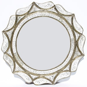 Moroccan mirror | Oriental wall mirror | Wall decoration mirror from Morocco | Moroccan mirror made of camel bone MAHAL D50