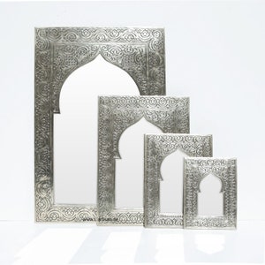 Moroccan mirror | Oriental wall mirror | Wall decoration mirror from Morocco brass handmade KASIM silver
