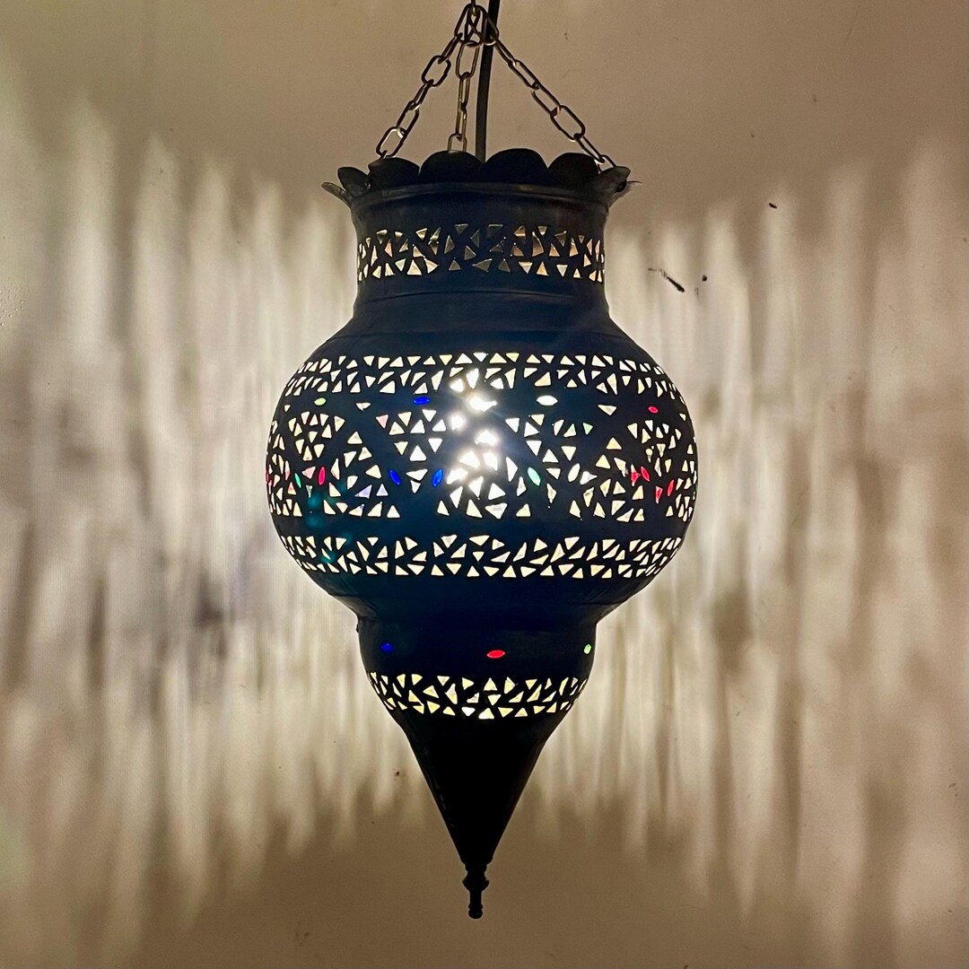 lustre plafonnier arocain oriental verres dépolis lape de plafond