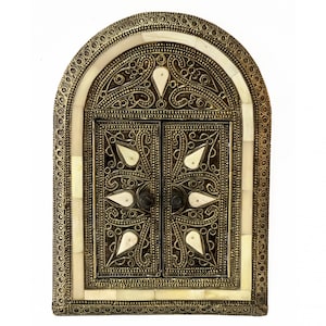Moroccan mirror, oriental wall mirror, wall decoration from Morocco, handmade deco mirror with doors HALIM H33cm