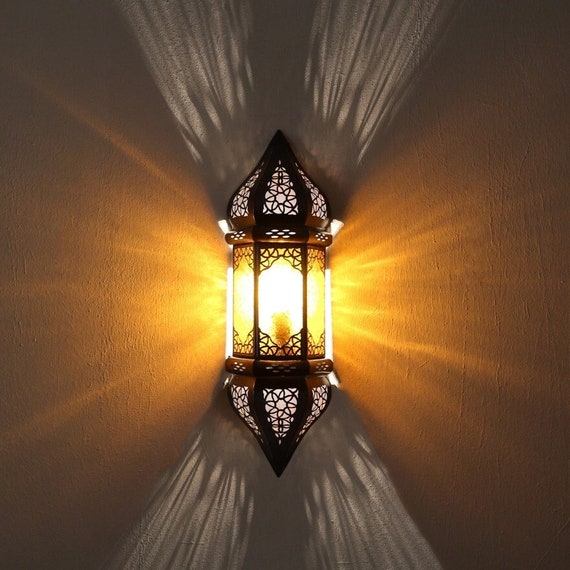 Orientalische Wandlampe | Marokkanische Wandleuchte |  Lampenschirm SULTANIA AMBER H45cm Sultania Amber