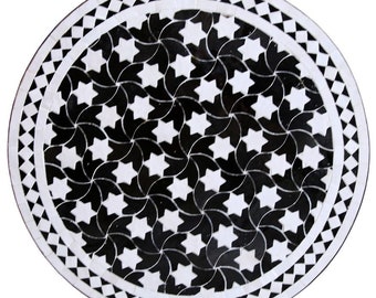 Tavolo in mosaico marocchino | Tavolo da bistrò | tavolo | tavolo da tè | Tavolo da giardino bianco e nero Ø 60 cm