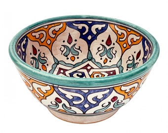 Orientalisk skål Ø17cm | Handmålad keramikskål från Marocko, rund | Handgjord keramikskål | Skål FES-062