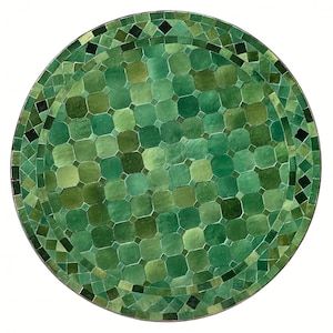 Table mosaïque marocaine | Table bistro du Maroc | Table carrelée | Table à thé méditerranéenne | Table de jardin | Carreaux de mosaïque | Patchwork vert Ø60cm