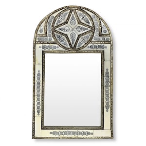 Moroccan mirror, oriental wall mirror, wall decoration from Morocco, handmade Deco White Deco - mirror NOURI H 50 cm