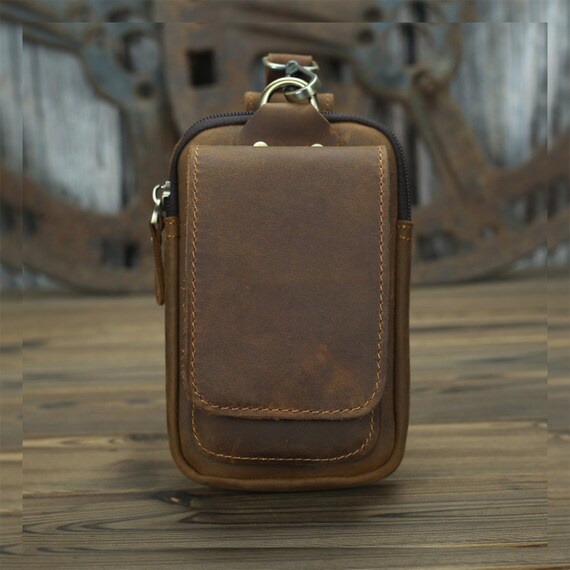 Genuine Leather Mobile Phone Belt Pouch Small Leather Belt Bag Etsy