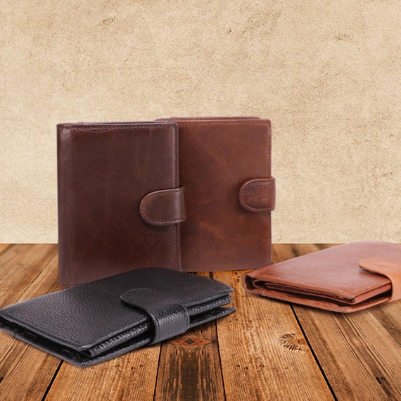 CONTACT'S Genuine Leather Men Wallet Small RFID Casual Trifold