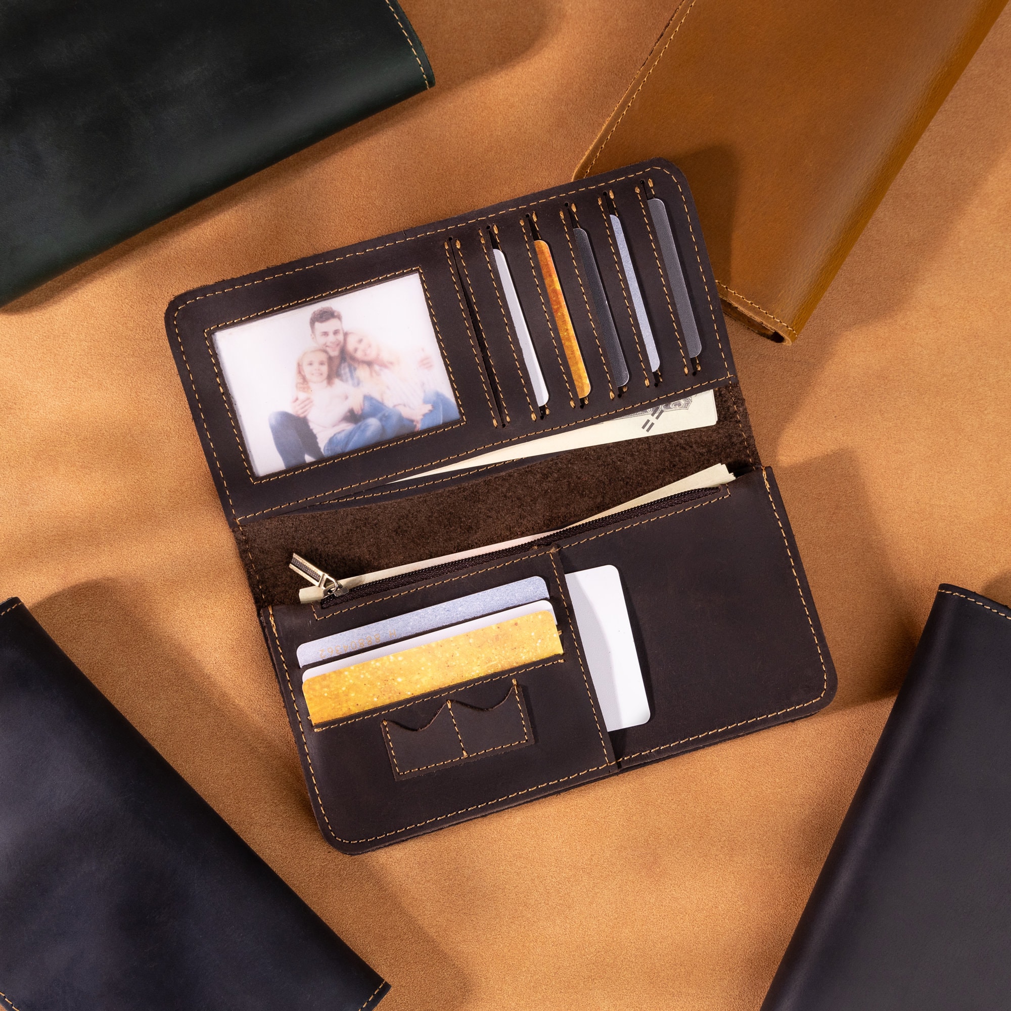 Cheap CONTACT'S Genuine Leather Men Long Wallet Phone Bag Zipper Coin  Pocket Purse Male Clutch Wallet | Joom