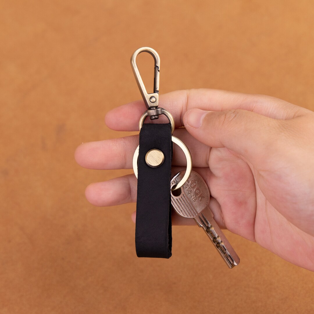 Genuine leather shop keychain