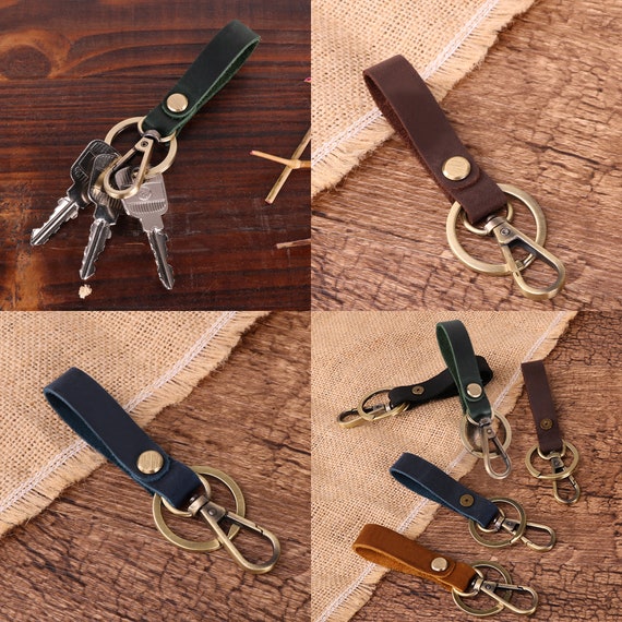 Men Creative Metal Leather Key Chain Ring Keyfob Car Keyring Keychain Holder