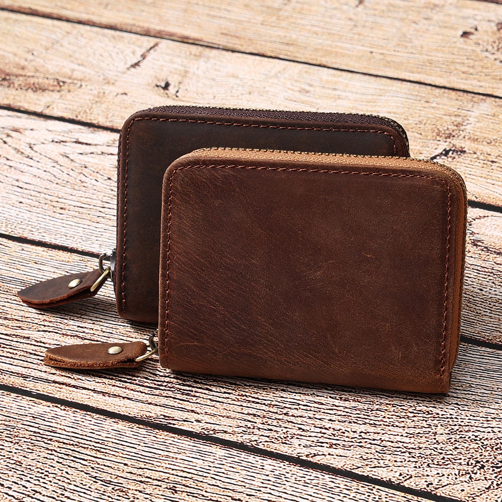 leather zipper wallet for men