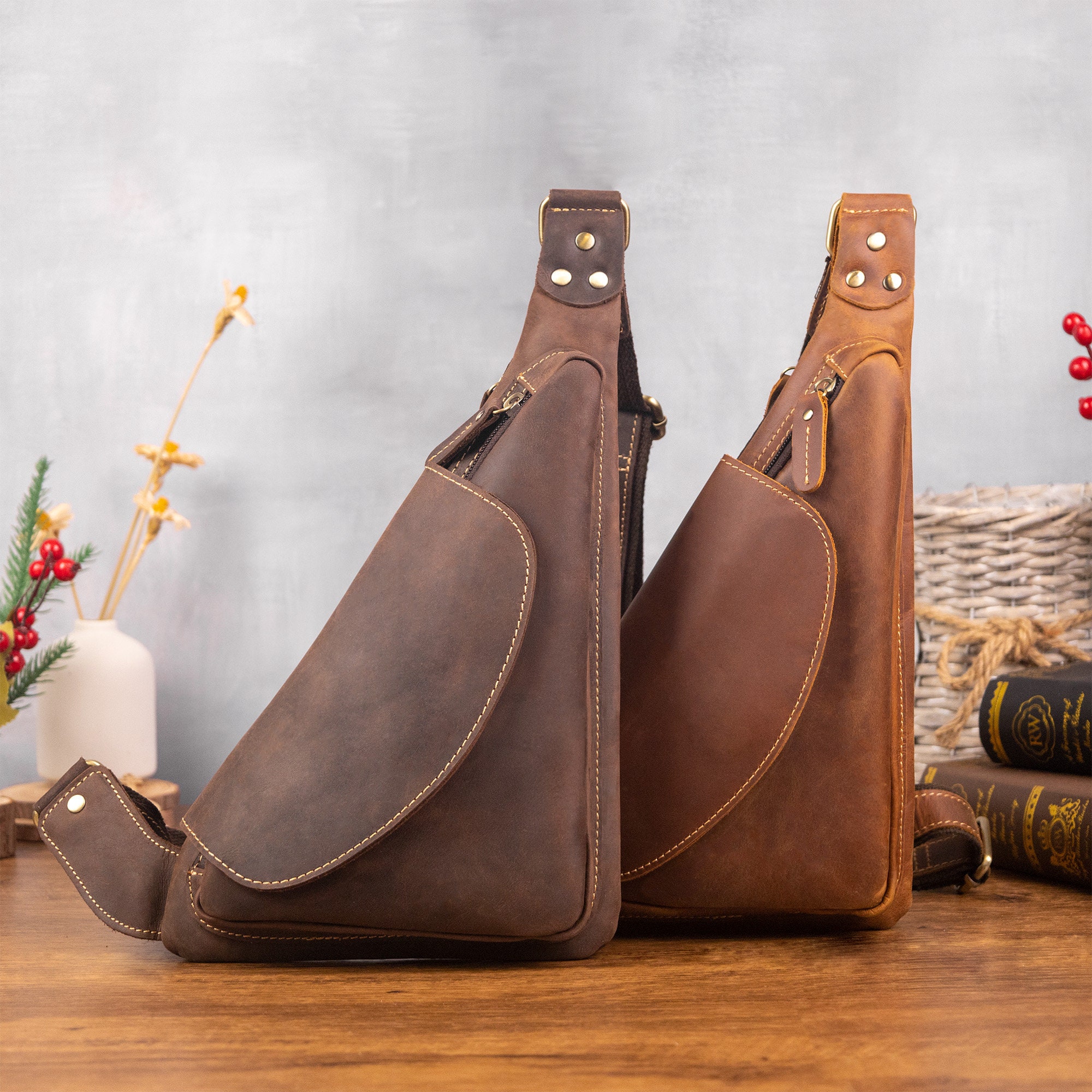 Leather sling purse discount
