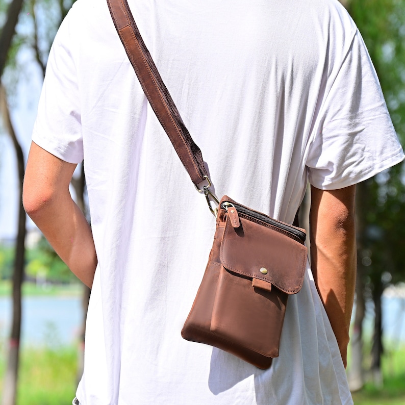 Genuine Leather Small Waist Bag Belt Pouch Costume Carry Purse Holder