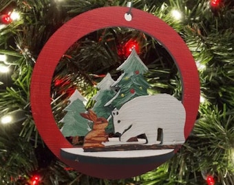 Christmas Tree Baubles Balls Decorations Craft Hanging Scene Deer Snowman Deer Stencil Laser Cut Digital Download