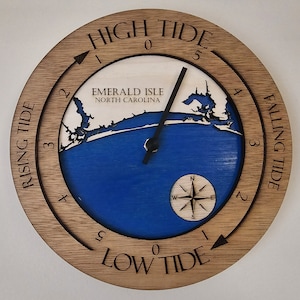 Reloj de mareas de pared para pesca, surfista, playa, regalo de Navidad, regalo personalizado, decoración costera, regalo náutico, aniversario, arte de pared