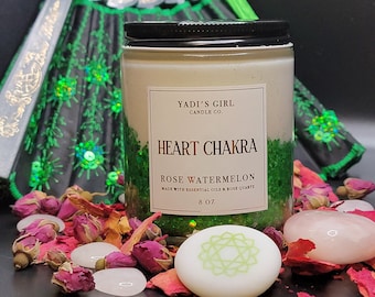 Hartchakrakaars rozenkwarts: watermeloen, sojawas met rozengeur