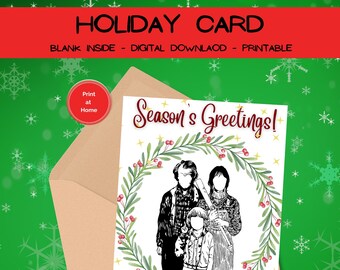Season's Greetings Holiday Card- Shining- Printable- Digital Download