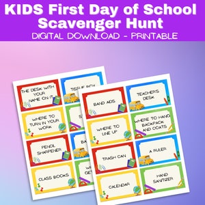 First Day of School Scavenger Hunt- Digital Download- Printable