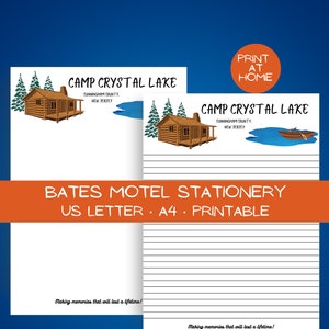 Camp Crystal Lake Stationery- Digital Download- Printable