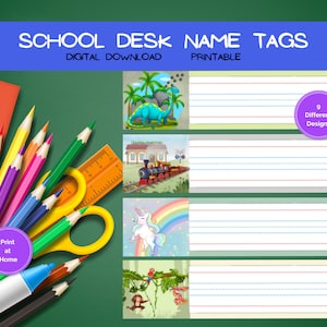 School Desk Name Tag Plates- Digital Download- Printable