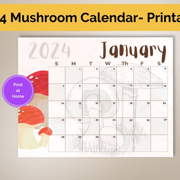 Mushroom Calendar 2024 Etsy