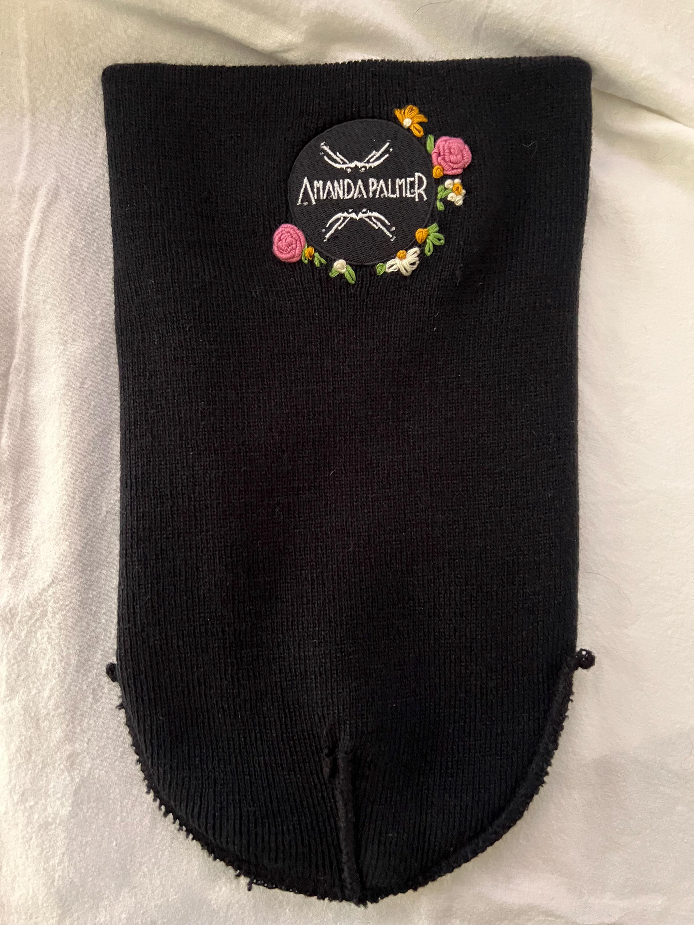 Amand Palmer embroidered beanie hat Amanda Palmer Embroidered Black Beanie Floral - Etsy UK main image 4