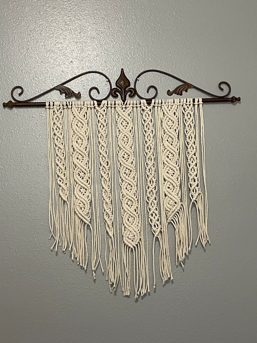 Macrame Rods Macrame Wall Hanging on Metal Scroll Rod - Etsy