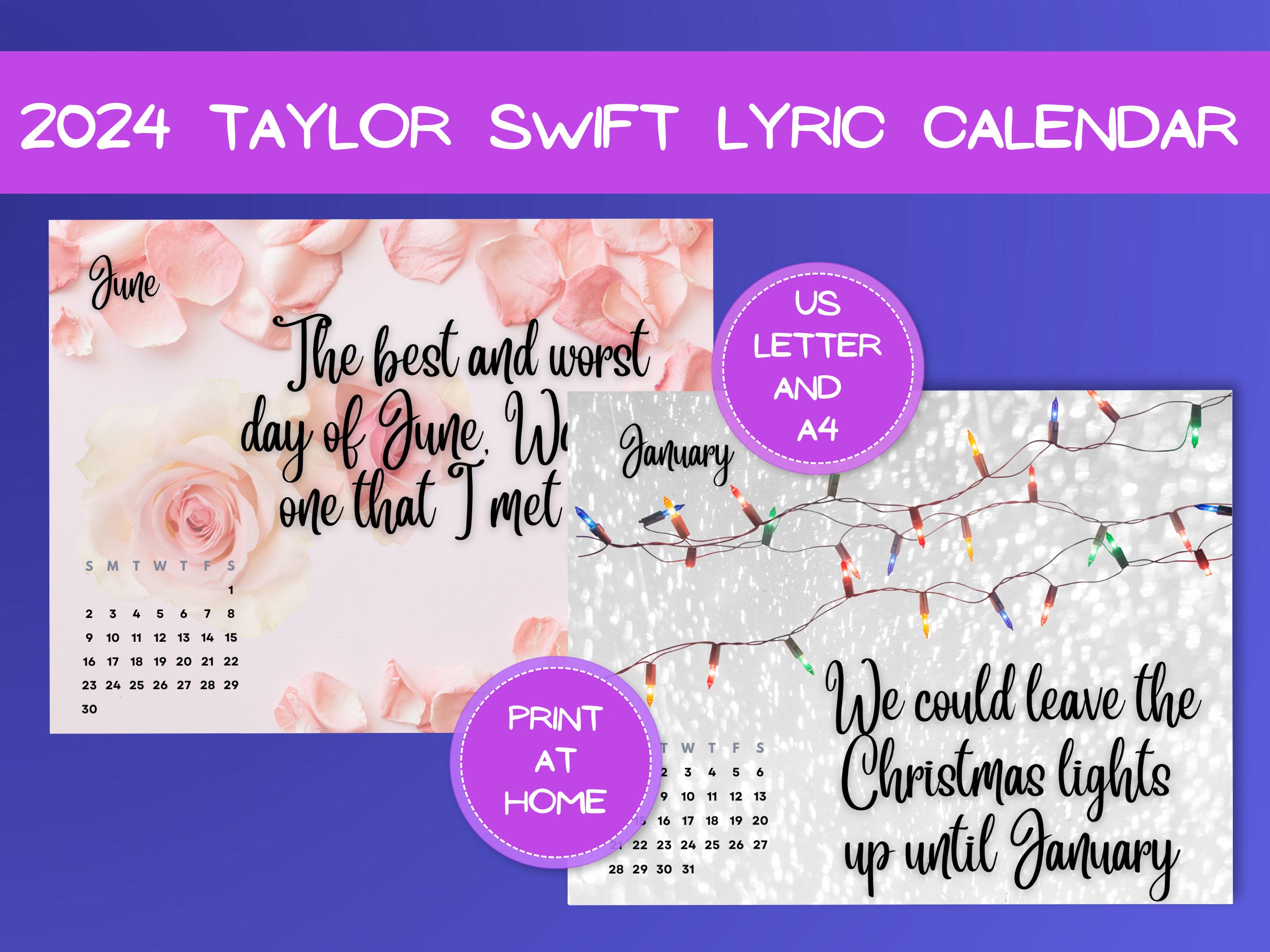 😍🎤📆 2024 Taylor Swift Lyrics Wall Calendar 📆🎶 🌟 Step into