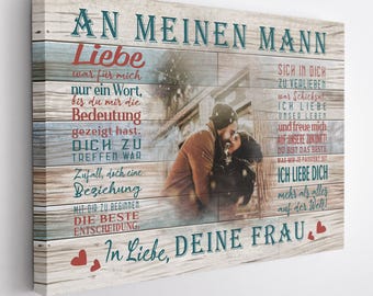 Toile Personnalisée « Pour Ma Femme 3 » Avec Photo – Cadeau Saint-Valentin, Fête Des Mères, Anniversaire – 90x60 Cm