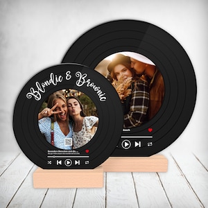 Vinile musicale personalizzato su vetro acrilico - regalo effetto disco per compleanno, anniversario, migliore amico, fidanzato, amici con supporto in legno